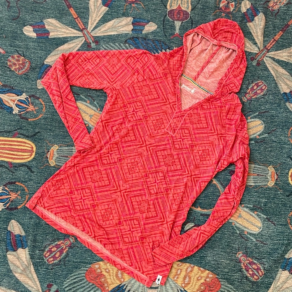 Smartwool Pink Geometric Hooded Long-Sleeve Pullover